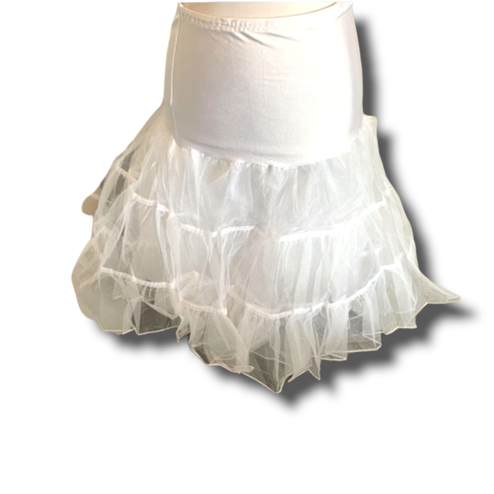 - White tulle slip tiered ruffle for 50's fit flare skirt - Picture 1 of 6
